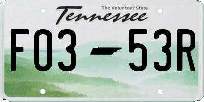 TN license plate F0353R