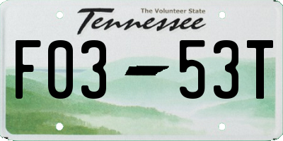 TN license plate F0353T