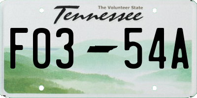 TN license plate F0354A