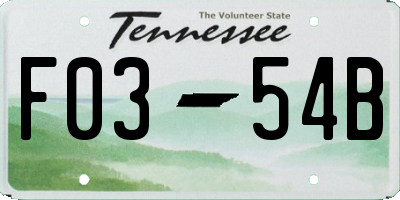 TN license plate F0354B