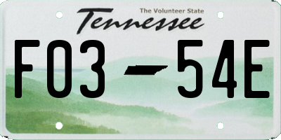 TN license plate F0354E