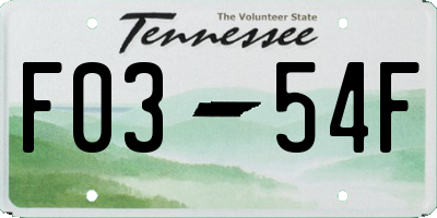 TN license plate F0354F
