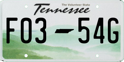 TN license plate F0354G