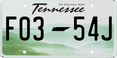 TN license plate F0354J