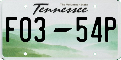 TN license plate F0354P