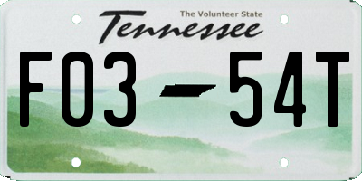 TN license plate F0354T