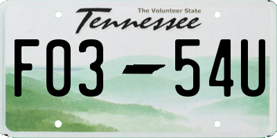 TN license plate F0354U