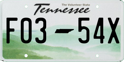 TN license plate F0354X