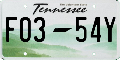 TN license plate F0354Y