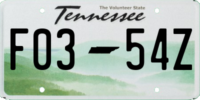 TN license plate F0354Z