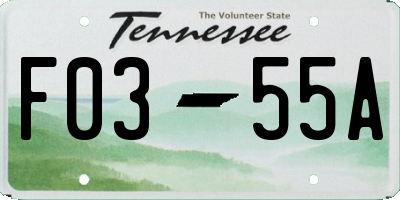 TN license plate F0355A