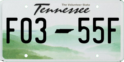 TN license plate F0355F