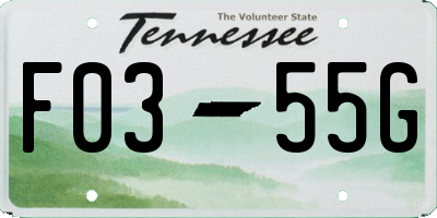 TN license plate F0355G