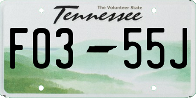 TN license plate F0355J