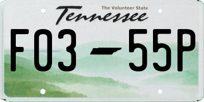 TN license plate F0355P