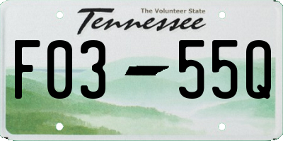 TN license plate F0355Q