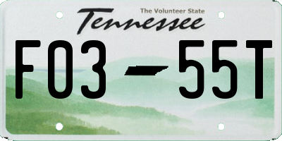 TN license plate F0355T