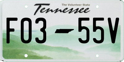 TN license plate F0355V