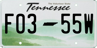 TN license plate F0355W