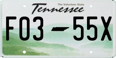 TN license plate F0355X