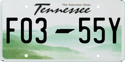 TN license plate F0355Y