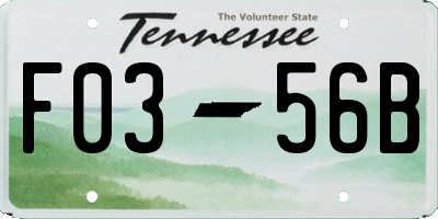 TN license plate F0356B