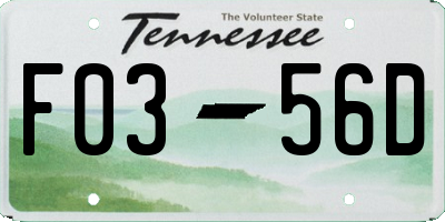 TN license plate F0356D