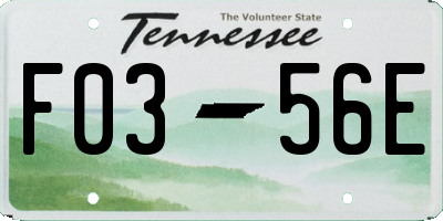 TN license plate F0356E