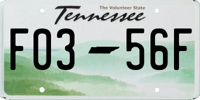 TN license plate F0356F