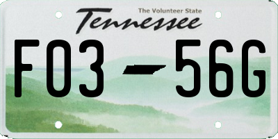 TN license plate F0356G