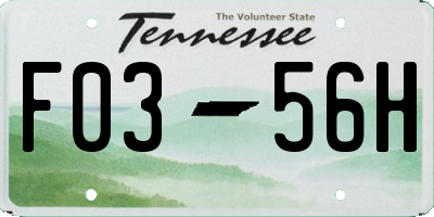 TN license plate F0356H