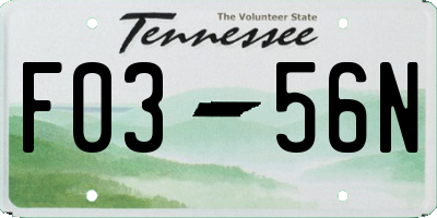 TN license plate F0356N