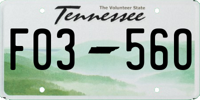 TN license plate F0356O