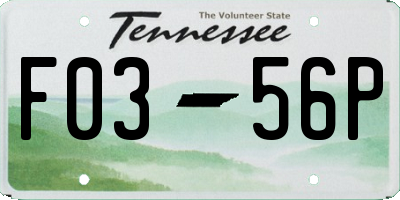 TN license plate F0356P