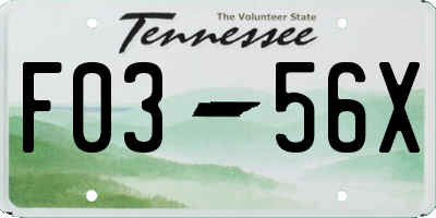 TN license plate F0356X