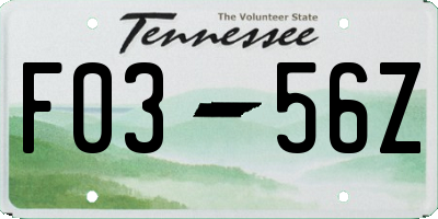 TN license plate F0356Z