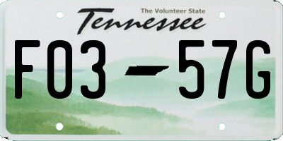 TN license plate F0357G