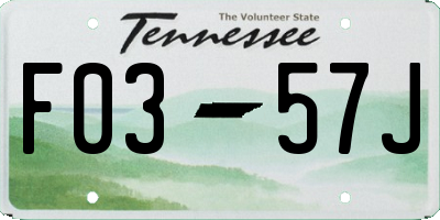 TN license plate F0357J