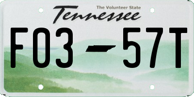 TN license plate F0357T