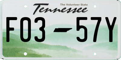 TN license plate F0357Y