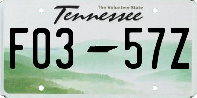 TN license plate F0357Z