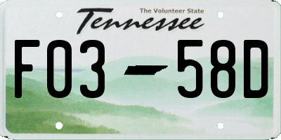 TN license plate F0358D