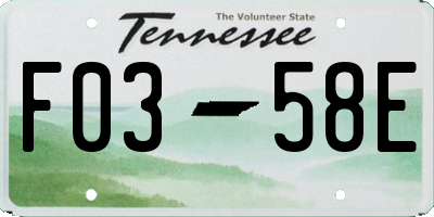 TN license plate F0358E
