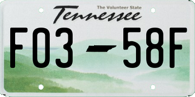 TN license plate F0358F