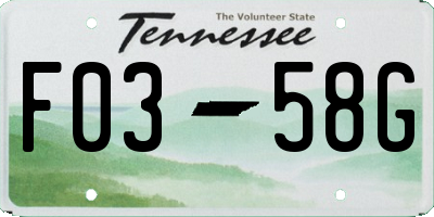 TN license plate F0358G