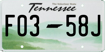 TN license plate F0358J