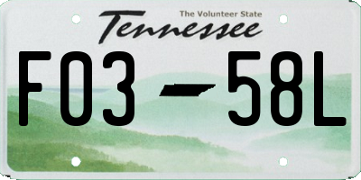 TN license plate F0358L