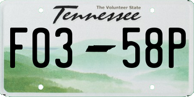 TN license plate F0358P