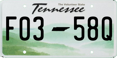 TN license plate F0358Q