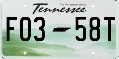 TN license plate F0358T